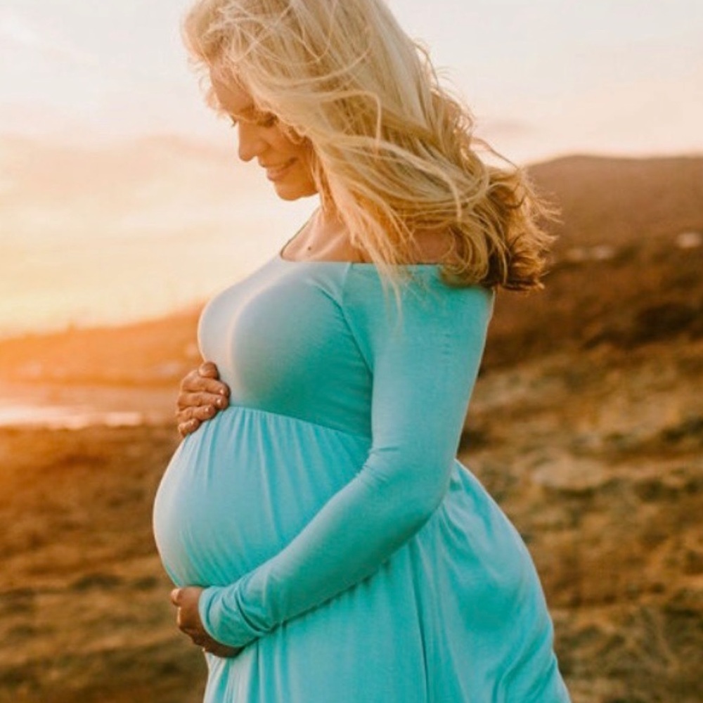 Blue Maternity Maxi Dress
